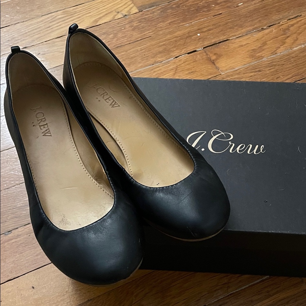 J. Crew Classic Black Leather Flats